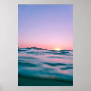 Calm body of water during golden hour poster