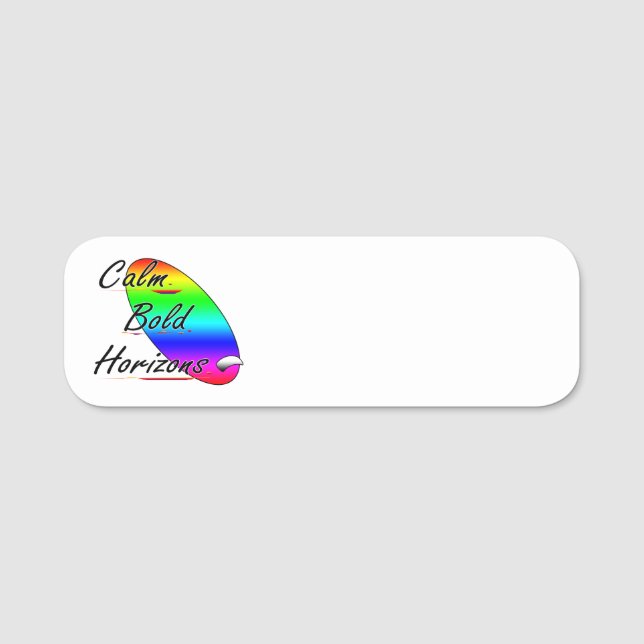 Calm bold horizons surfing name tag (Front)