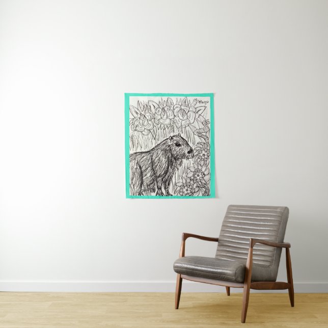 Calm Capybara Tapestry (In Situ)