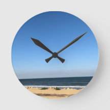 Calm chic modern beach water blue sky wall clock