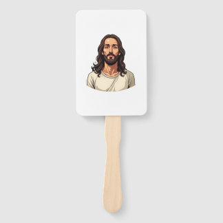 Calm Christ Portrait Vintage Engraving Shirt 2 Hand Fan