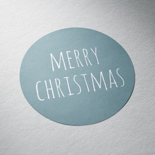 Calm Christmas   Muted Slate Blue Winter Holiday Classic Round Sticker