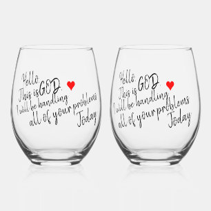 Calm Comfort Daily Peace Encouragement Gift  Stemless Wine Glass