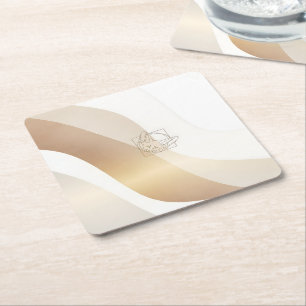 Calm Desert Waves with Fennec Essence   Minimal Se Paper Coaster