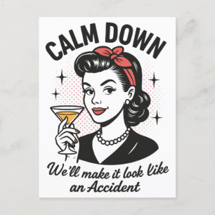 Calm Down Retro Funny Quote Holiday Postcard