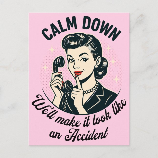 Calm Down Retro Funny Quote Holiday Postcard (Front)