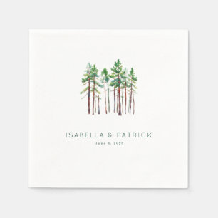 Calm Earthy Watercolor Pine Trees Napkin