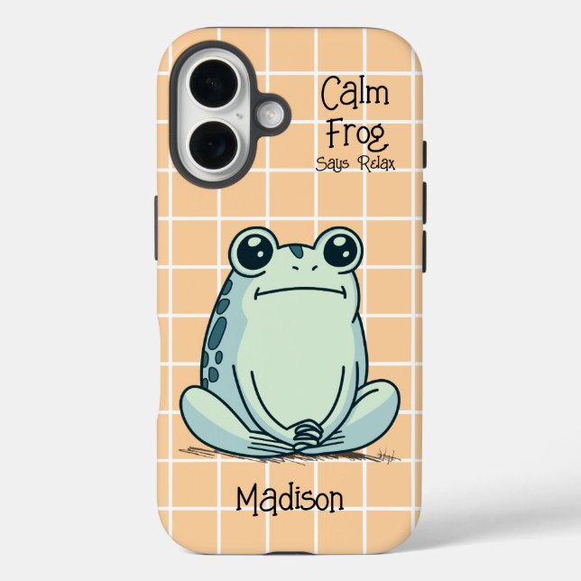 Calm Frog Says Relax Funny Custom Case-Mate iPhone Case (Back)