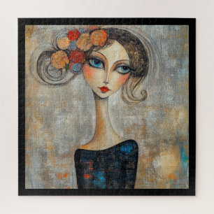 Calm Gaze of an Elegant Blue Eyed Lady Jigsaw Puzzle
