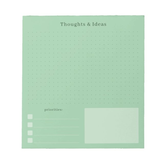Calm Green and minimal Thoughts & Ideas  Notepad (Front)