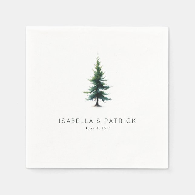 Calm Green Minimalist Evergreen Tree Napkin (Front)