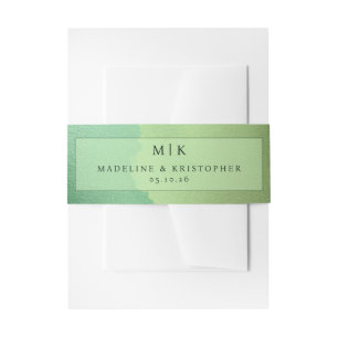 Calm Green Minimalist Gradient Invitation Belly Band