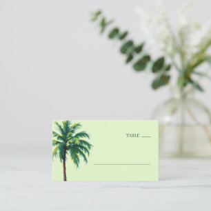 Calm Green Minimalist Palm Tree Place Card