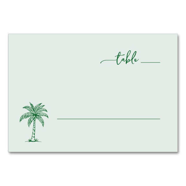Calm Green Palm Tree Table Number (Front)