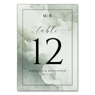 Calm Green Watercolor Table Number