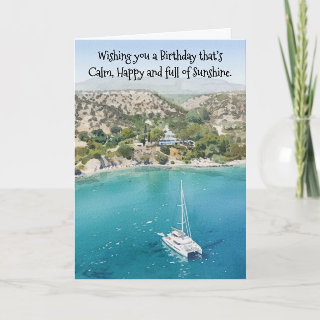Calm, Happy and full of Sunshine Birthday Card (Front)