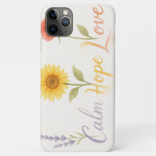 Calm Hope Love Floral iPhone Case with Sunflower &