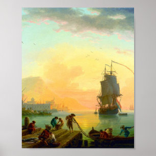 Calm in a Mediterranean by Claude-Joseph Vernet  Poster