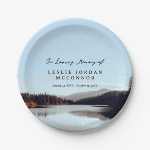 Calm Lake In Loving Memory of Memorial Paper Plate