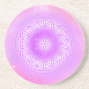 Calm Lavender Flower of Life Sacred Geometry Coaster