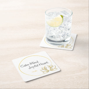 Calm Mind Joyful Heart Buddha Quote Square Paper Coaster