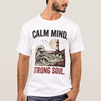 Calm Mind Strong Soul Motivational Aesthetic Graph T-Shirt