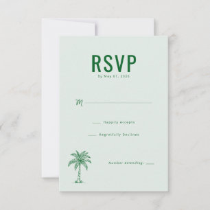 Calm Mint Palm Tree RSVP Card