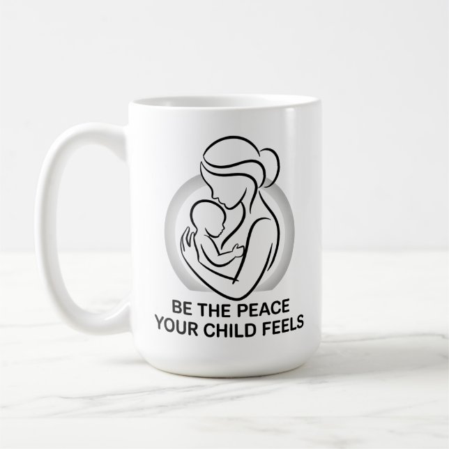 Calm Mother and Baby Minimalist Mantra Coffee Mug (Left)