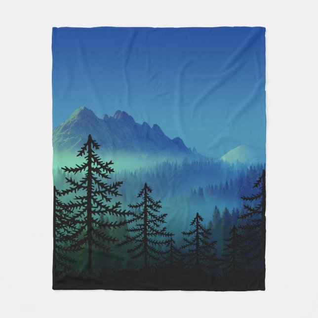CALM MOUNTAIN MIDNIGHT FOREST FLEECE BLANKET (Front)