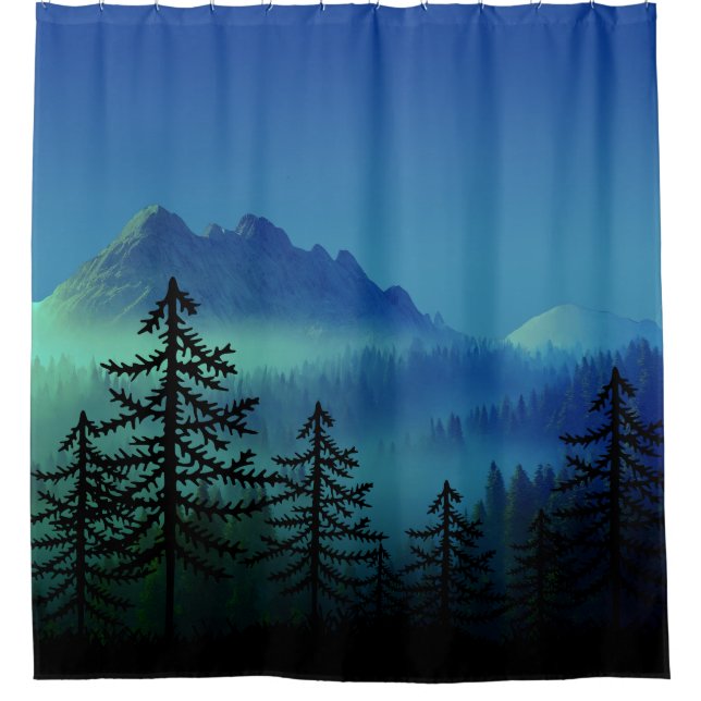 CALM MOUNTAIN MIDNIGHT FOREST SHOWER CURTAIN (Front)