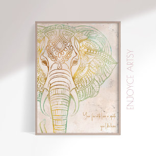 Calm neatral tone gold elephant spiritual wall art
