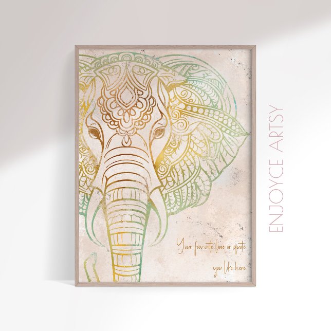 Calm neatral tone gold elephant spiritual wall art (Creator Uploaded)