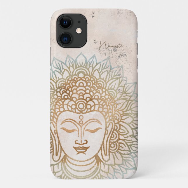 Calm neatral tones and gold buddha tibetan Case-Mate iPhone case (Back)