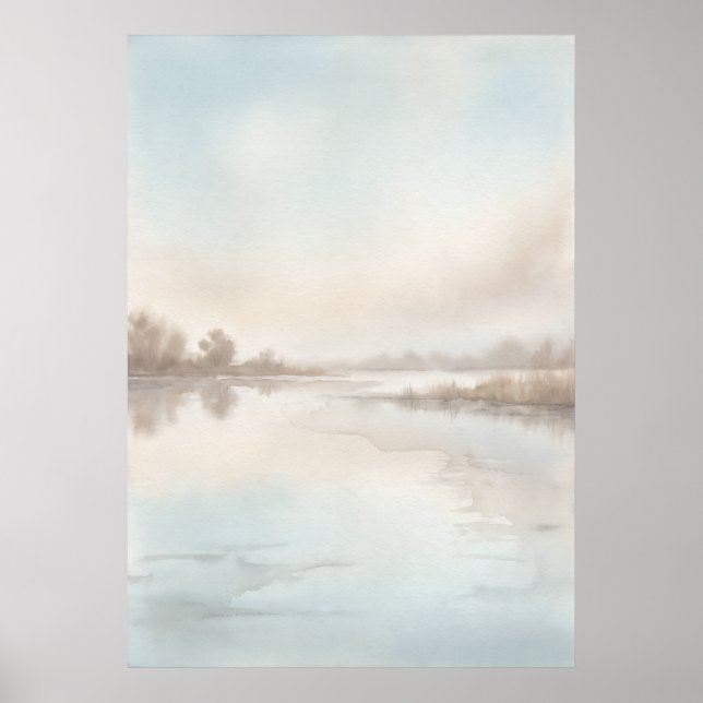 Calm Neutral Lake Landscape Poster (Front)