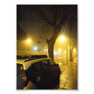 Calm Nightfall wrapped in Fog Photo Print