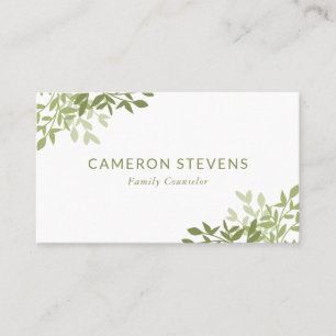 Calm Olive Green Greenery Leaves Business Card