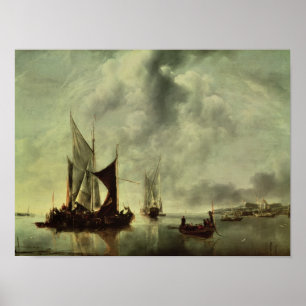 Calm or, Boats near the Coast, after 1651 Poster