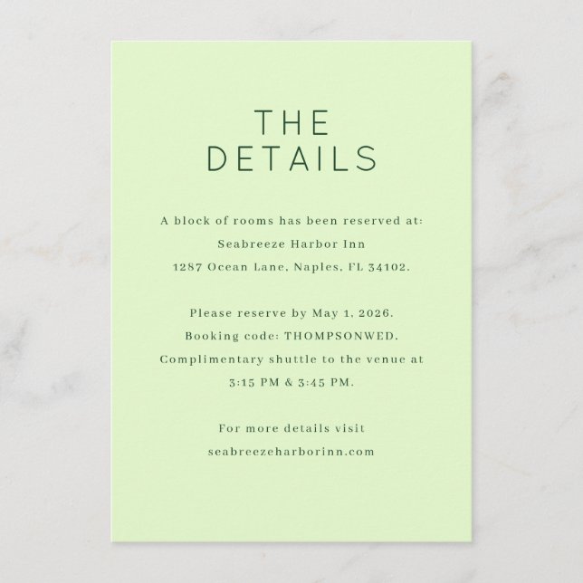 Calm Pastel Green Minimalist Enclosure Card (Front)