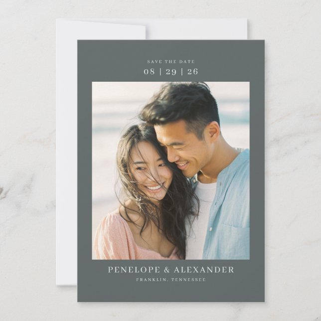 Calm Pastel Minimalist Photo Save The Date (Front)