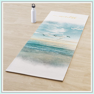 Calm Peaceful Ocean Seashore Sun Name Yoga Mat
