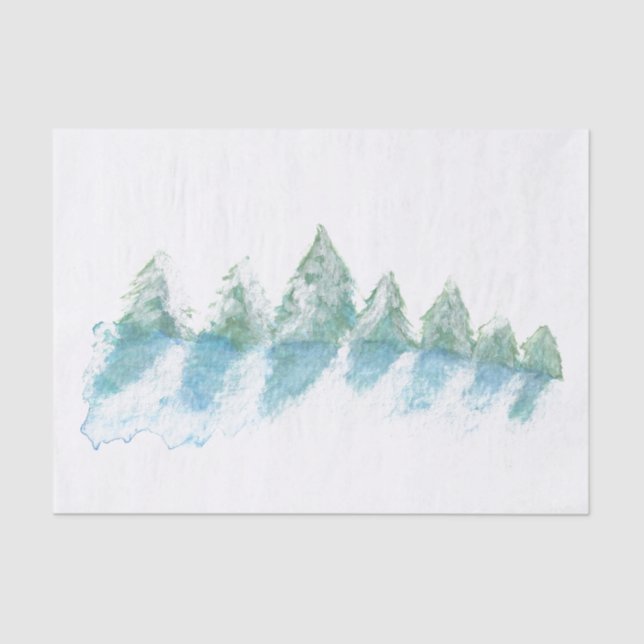 Calm Peaceful Winter Forest Watercolor  Tissue Paper (Front)