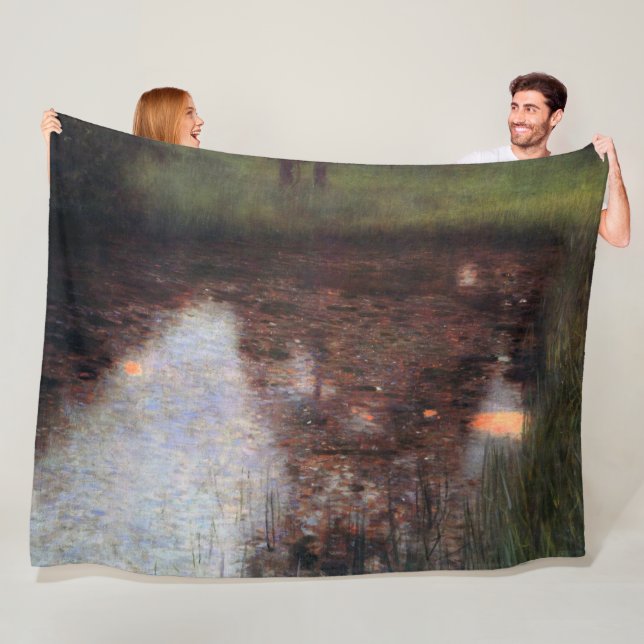 Calm Pond on Kammer Castle Grounds, Gustav Klimt Fleece Blanket (In Situ)