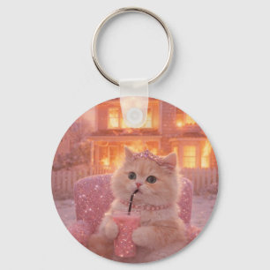 Calm Princess Cat During Total Chaos Key Ring