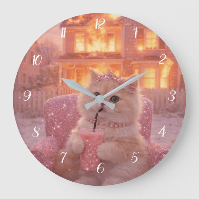 Calm Princess Cat During Total Chaos               Large Clock (Front)