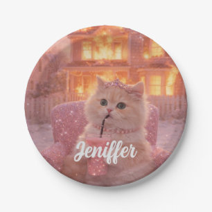 Calm Princess Cat During Total Chaos Paper Plate
