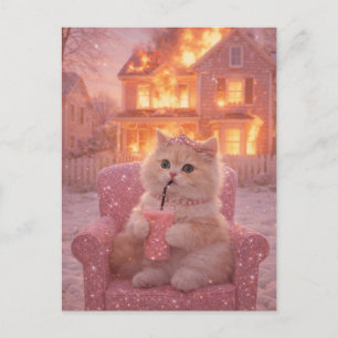 Calm Princess Cat During Total Chaos               Postcard