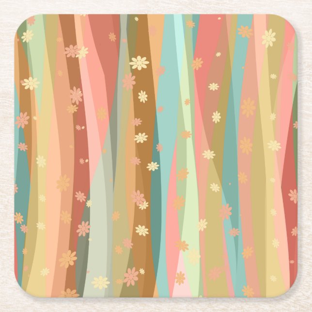 Calm Relaxing Flowers Square Paper Coaster (Front)