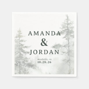 Calm Sage Green Forest Trees Napkin