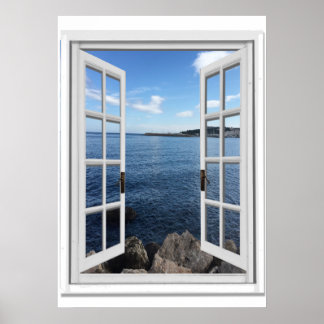 Calm Sea Fake Window View Poster