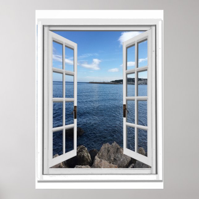 Calm Sea Fake Window View Poster (Front)